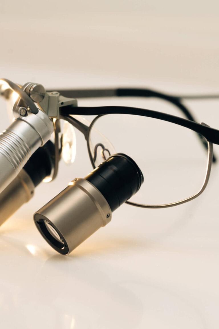 Binoculars dentistry on the table