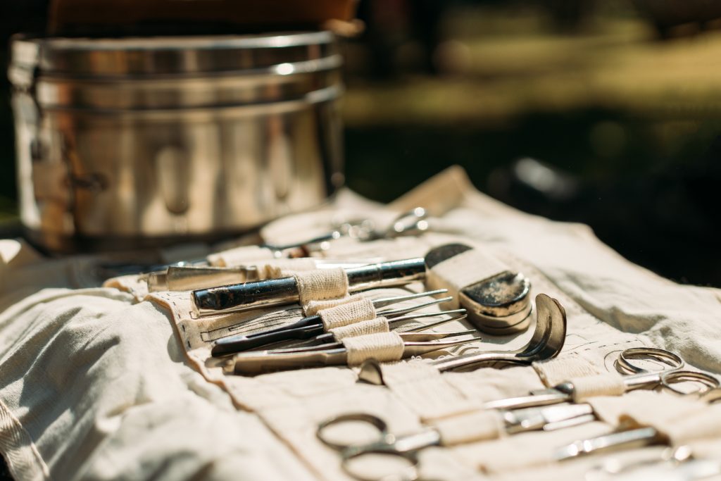 Old medical and surgical instruments